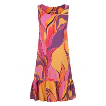 Rochie cu volan la terminatie si imprimeu abstract