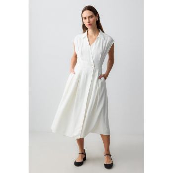 Rochie midi din amestec de modal cu buzunare laterale