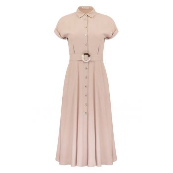 Rochie tip camasa din amestec de modal - Bej inchis