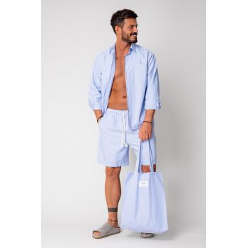 Set camasa si pantalon scurt stripe Blue/White 16813
