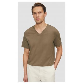 Tricou barbati cu anchior - Regular fit - din bumbac - Maro -