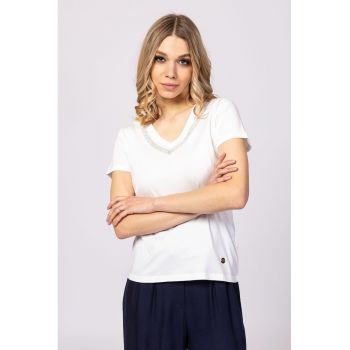 Tricou cu decolteu in V si strasuri Milgarita