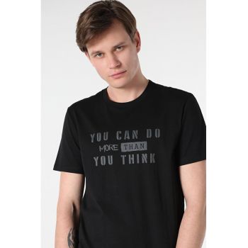 Tricou Cu Maneca Scurta De Barbati Negru. Regular Fit