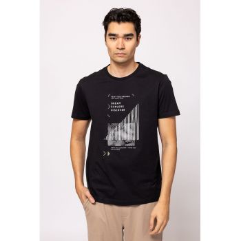 Tricou de bumbac cu text si imprimeu grafic Magro