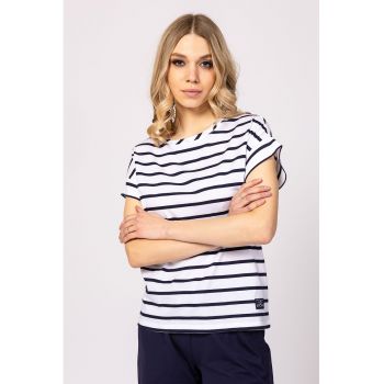 Tricou din amestec de bumbac si modal in dungi Millie