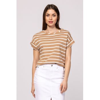Tricou din amestec de bumbac si modal in dungi Millie
