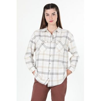 Camasa Cu Maneca Lunga De Dama Bej Regular Fit