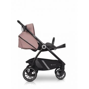 Carucior 2 in 1 pentru copii, Euro-Cart Crox, compus din doua piese distincte, cadrul de aluminiu, Roti mari, Scaun reversibil, capotina si husa de picioruse, cu Geanta si accesorii incluse, pana la 22 kg, Rose