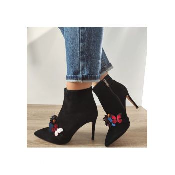 Ghete Elegante Dama  Mh003-2351 Negre Velur - Negru Velur