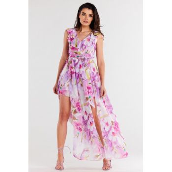 Lunga Rochie Floral Fara maneca A502