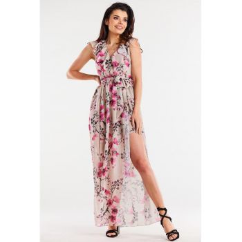 Lunga Rochie Floral Fara maneca A502