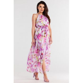 Lunga Rochie Floral Fara maneca A506