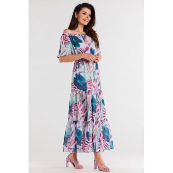 Lunga Rochie Floral Maneca scurta A504