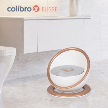 Olita pentru copii, Colibro Elisse Premium, prevazuta cu spatar, capac si baza aderenta, sezut moale, vas interior detasabil, Copper