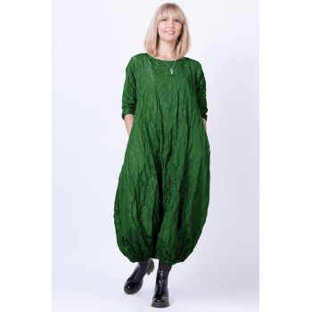 Rochie lunga gogosar din vascoza sifonata, verde