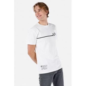 Tricou cu decolteu la baza gatului - cu model grafic