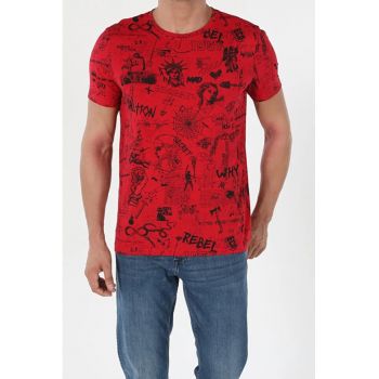 Tricou Cu Maneca Scurta De Barbati Rosu Regular Fit Cl1054912