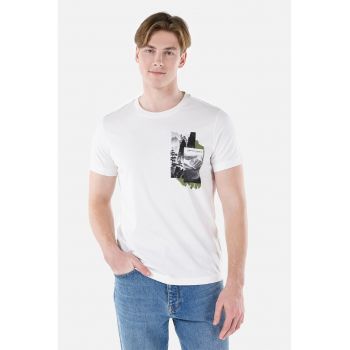 Tricou din bumbac cu decolteu la baza gatului