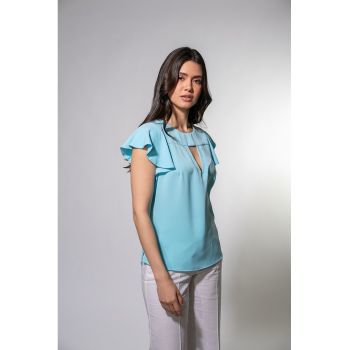 Bluza cu decolteu la baza gatului si maneci fluture Kendra