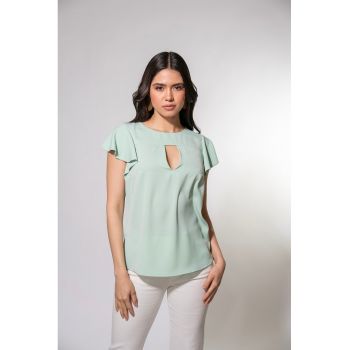 Bluza cu decolteu la baza gatului si maneci fluture Kendra