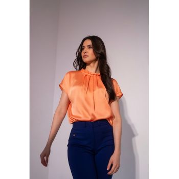 Bluza cu maneci scurte si pliuri Cloe