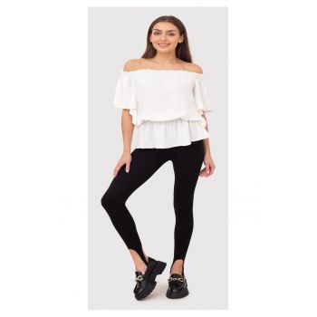 Bluza cu umerii deschisi in alb TA585