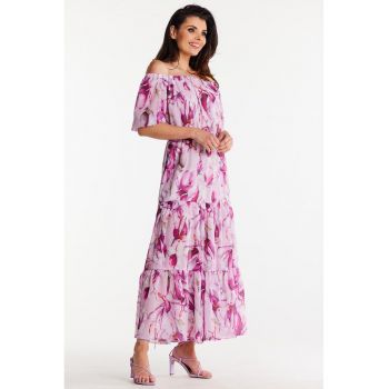 Lunga Rochie Floral Maneca scurta A504