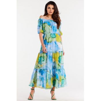 Lunga Rochie Floral Maneca scurta A504
