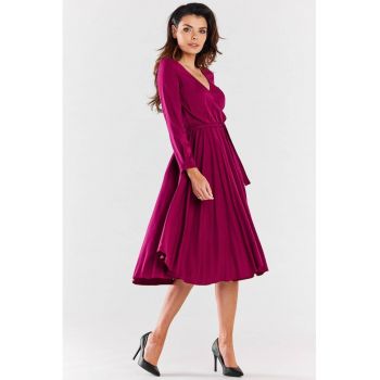 Midi Rochie Maneca lunga - Evazat - Viscoza A471