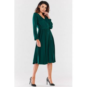 Midi Rochie Maneca lunga - Evazat - Viscoza A471