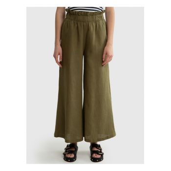 Pantaloni din in Dorona - Verde