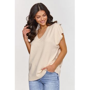 Pulover cu maneca scurta si decolteu in V -