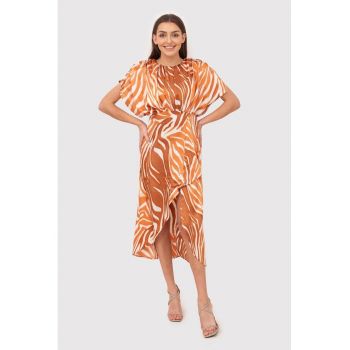 Rochie midi cu croiala lejera - maro DA1738 RUST