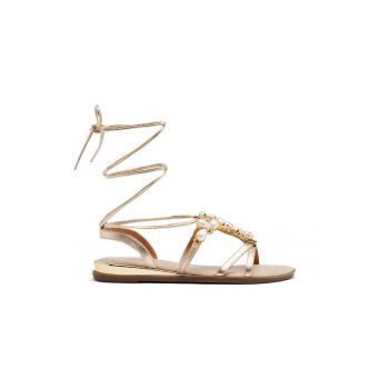 Sandale din piele cu aspect metalizat Janice
