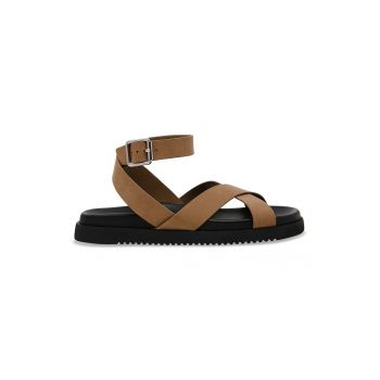 Sandale din piele cu talpa plata
