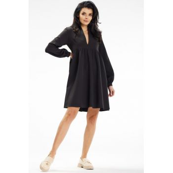 Scurta Rochie Maneca lunga - Evazat - in V A636