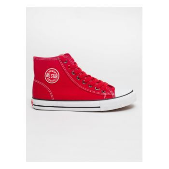 Tenisi high-top cu varful intarit - Rosu