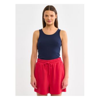 Top slim-fit din amestec de bumbac