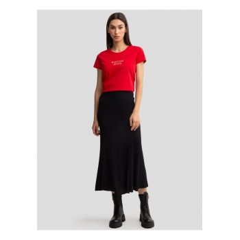 Tricou cu decolteu rotund si logo brodat Galansa