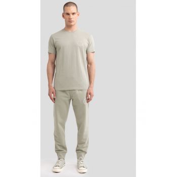 Tricou de bumbac cu decolteu la baza gatului