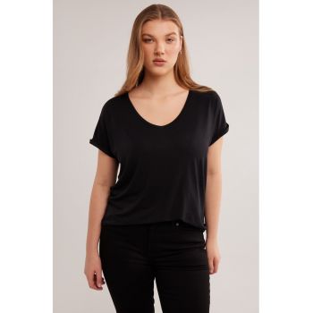 Tricou uni cu decolteu in V Valeria