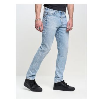 Blugi conici cu talie inalta Harper 173 - Albastru