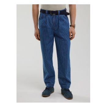 Blugi relaxed fit cu talie inalta si model in dungi Temir