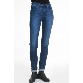 Blugi skinny cu aspect decolorat