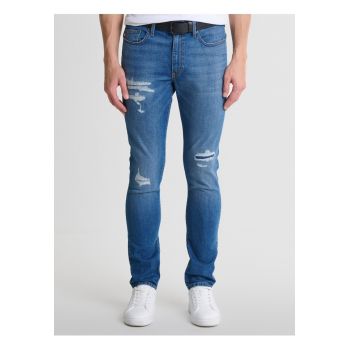 Blugi slim fit cu detalii deteriorate Deric