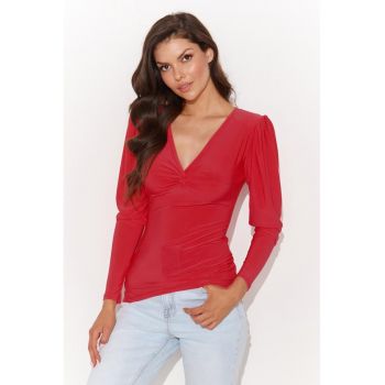 Bluza slim fit cu decolteul in V -