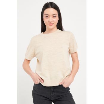 Pulover din tricot fin cu maneci scurte