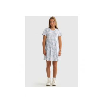 Rochie tip tricou cu imprimeu tie-dye - Alb