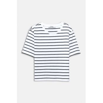Tricou cu decolteu la baza gatului si model in dungi