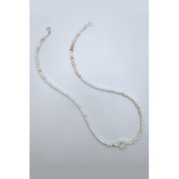 Colier cu pandantiv in forma de inima si decorat cu perle Moter Of Pearl